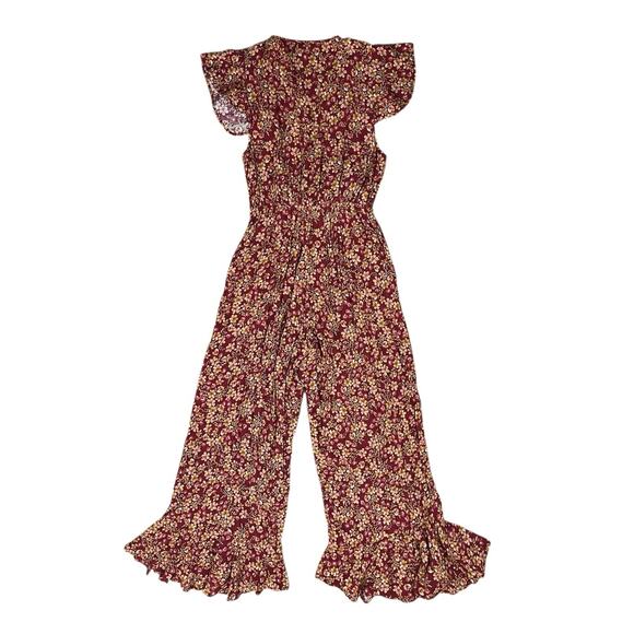 Free People x Kivari Quinn Tie Front Flared Ruffle Jumpsuit Retro Size Medium - Picture 6 of 9